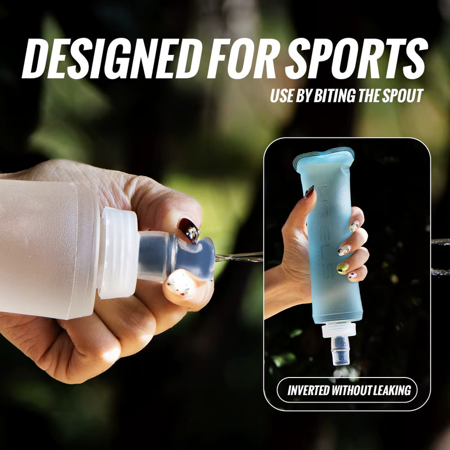 WRELS Faltbare Wasserflasche BPA-frei in Blau für Outdoor Camping Wandern und Reisen - Bild 5