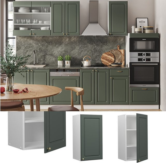 Vicco Hängeschrank Fame-Line Landhaus Weiß Grün-Gold mit Softclose-Scharnieren und Einlegeboden Breite: 40 cm, Höhe: 72 cm, Tiefe: 34,1 cm - Bild 1