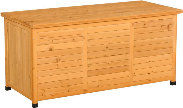 Outsunny Gartenschrank aus Tannenholz in Gelb, wasserbeständiges Gerätehaus, B/T/H: 127 x 56 x 60 cm - Bild 1