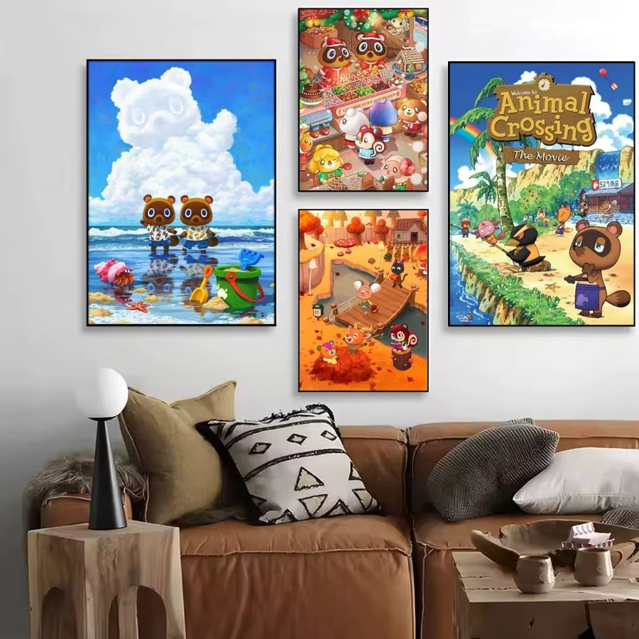 Vintage Cartoon Animal Crossing Poster aus Papier in Mehrfarben, Wandkunst für dein Zuhause oder Arbeitszimmer, B/H: 15 x 15 cm - Bild 2