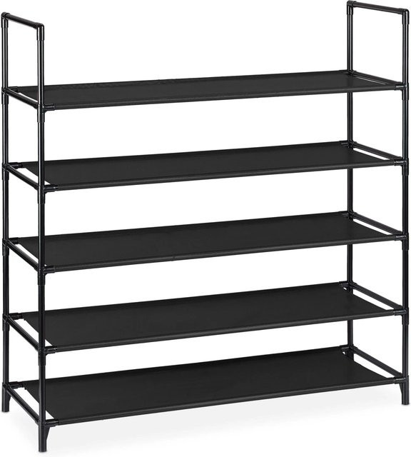 Relaxdays Schuhregal Stecksystem XL aus Metall in Schwarz, höhenverstellbar, B/T/H: 87,5 x 30 cm x 90,5 cm - Bild 1