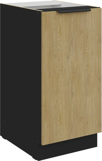 Küchen Unterschrank CREMONA mit Einlegeboden in Eiche und Schwarz, Breite: 40 cm - Bild 1