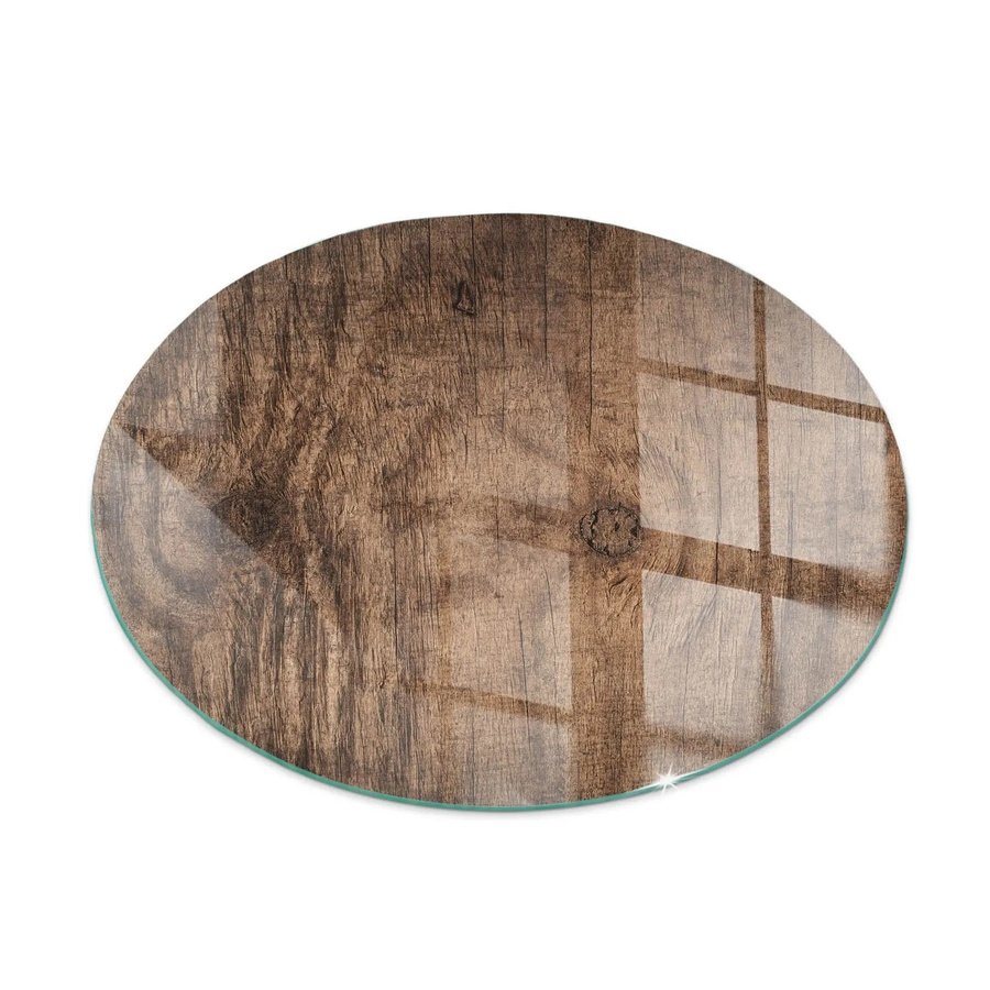 Tulup Runde Kamin Glasplatte mit natürlichem Holzmuster in Braun, Durchmesser: 50 cm - Bild 2