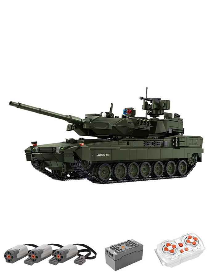GUCAA Leopard 2A8 Kampfpanzer Bausteine Set, Militär Spielzeug Panzer in Grün aus Kunststoff - Bild 4