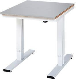 Rau Werktisch Adlatus elektrisch höhenverstellbar mit Edelstahlplatte, silber/lichtgrau, B: 75 cm, T: 100 cm, H: 72-112 cm - Bild 1