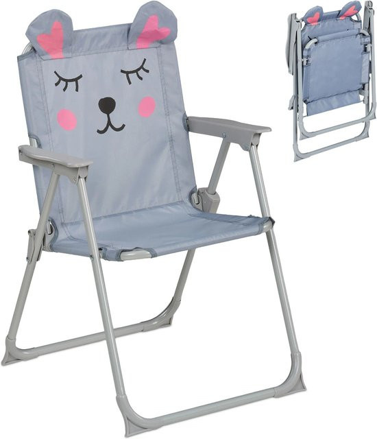 Relaxdays Kinder Klappstuhl mit Tier-Design in Bunt, aus Polyester und Eisen, B/T/H: 51,5 x 36 x 37,5 cm - Bild 1