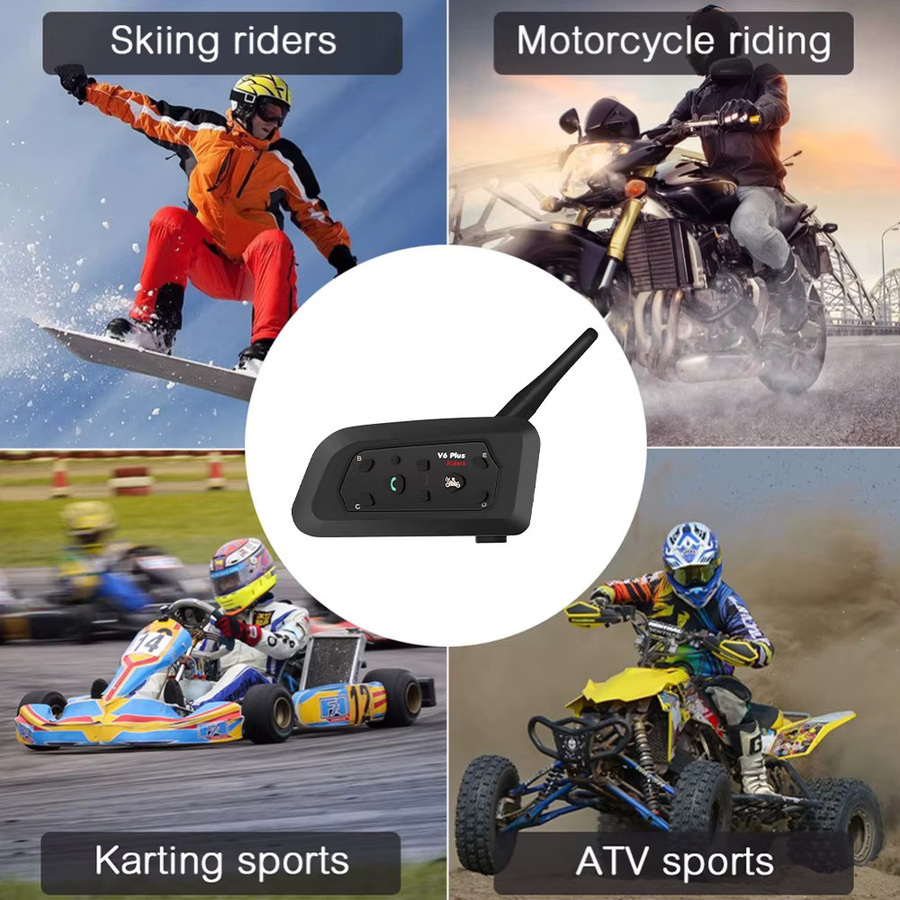 kebidumei V6 PLUS Motorradhelm-Gegensprechanlage Bluetooth-Headset in Schwarz mit 1500 m Reichweite für 6 Fahrer, Vollduplex-Kommunikator und wasserdichter Musik-Player - Bild 6