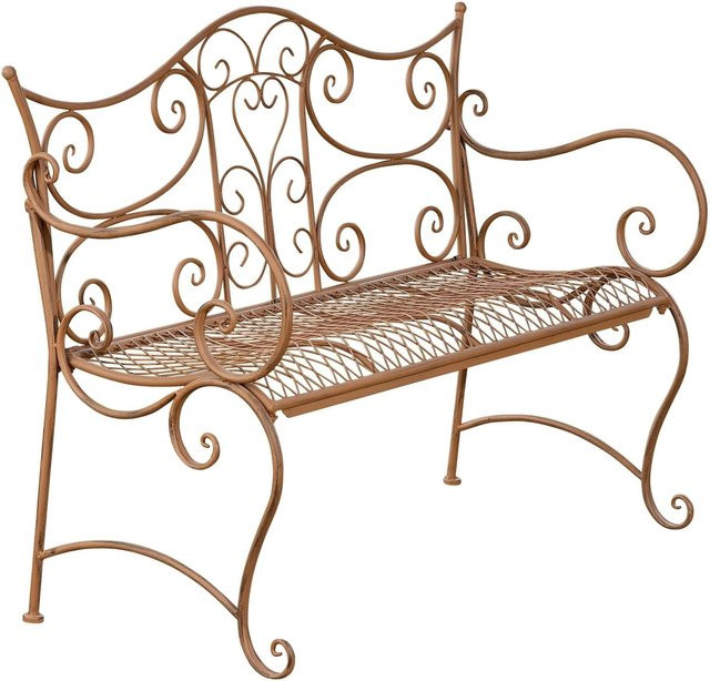 DELUKE Gartenbank TODOR aus Metall in Braun im Vintage Antik-Stil für Garten, Terrasse oder Wintergarten, B/T/H: 113 x 47 x 89 cm - Bild 1