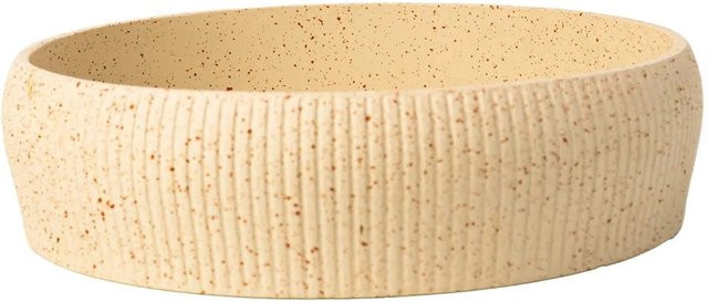 Vivanno Pflanzschale Eryna in Beige mit Rillen-Design aus Fiberglas, B/T/H: 30 x 30 x 8 cm - Bild 1