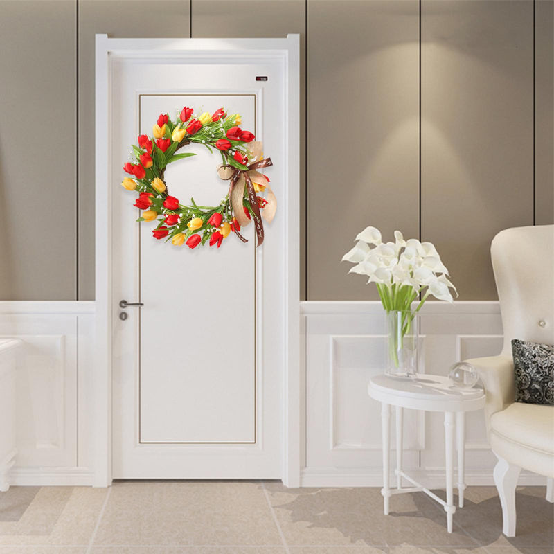 Bunte künstliche Tulpen-Girlande mit Sternen als hängende Wanddekoration für Frühling und Sommer, mehrfarbig - Bild 2