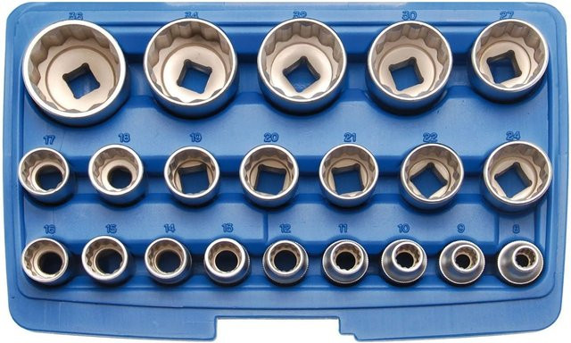 BGS Steckschlüsseleinsatz-Set 21-teilig mit 1/2 Zoll Antrieb und Zwölfkant-Profil, SW 8 - 36 mm - Bild 2