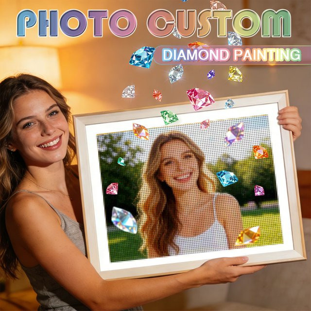 HUACAN 5D DIY Diamantmalerei Set mit personalisiertem Foto als Mosaik-Diamantkunst für deine Heimdekoration, Rund, Mehrfarbig, B/T/H: 20 x 20 x 20 cm - Bild 1