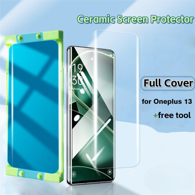 2 bis 3 Stück gebogene Keramik-Displayschutzfolie für OnePlus 13 (1+13) inklusive Installationsset, transparent - Bild 1