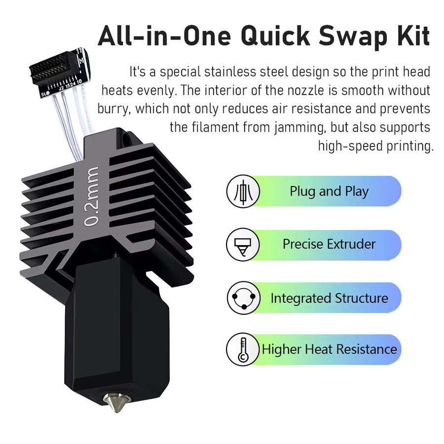 URELK Hotend Komplett-Set Druckkopf mit Keramik-Heizpatrone und Thermistor-Kit als Ersatz für Bambu Lab P1S P1P in Schwarz - Bild 2