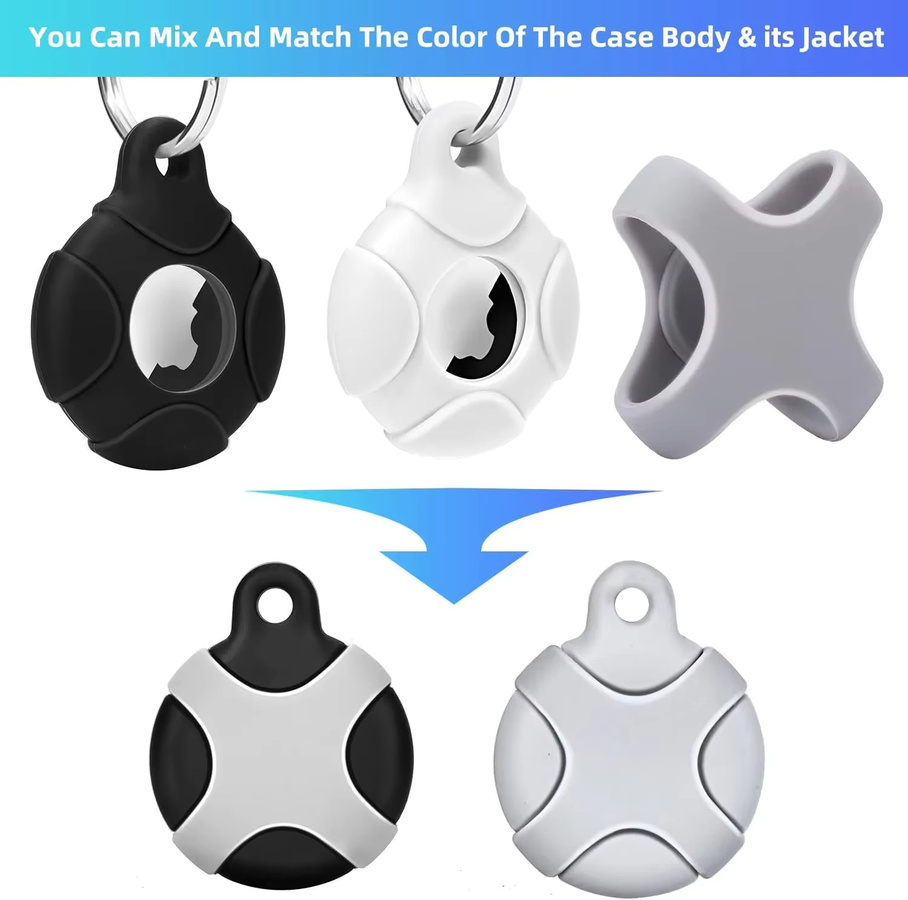 Apple AirTag Halter mit Schlüsselanhänger in Gelb – Schützende Silikonhülle für Schlüssel, Geldbörsen und Rucksäcke - Bild 2