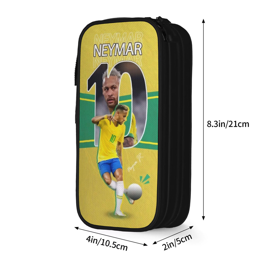 Neymars Brasilien Fußball-Federmäppchen mit Nummer 10 als Stiftbox für Mädchen und Jungen - Bild 3
