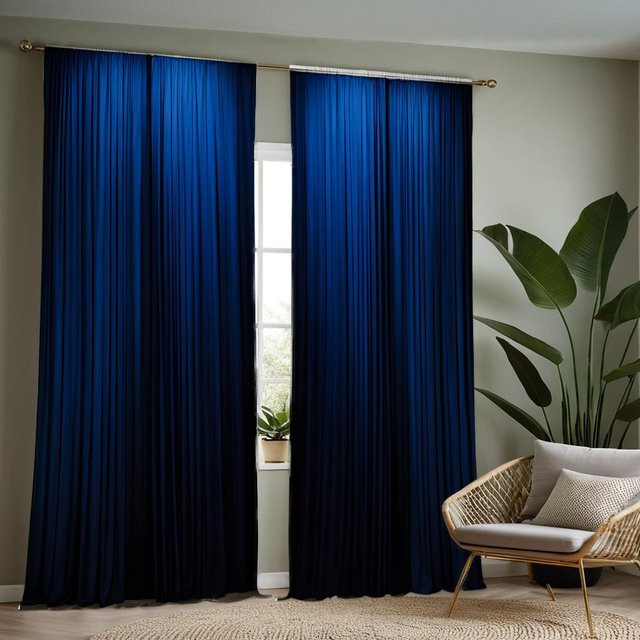 Tonnika Chen Set aus 2 blickdichten Dekorvorhängen in See-Blau aus Polyester, Breite: 100 cm, Höhe: 70 cm - Bild 1