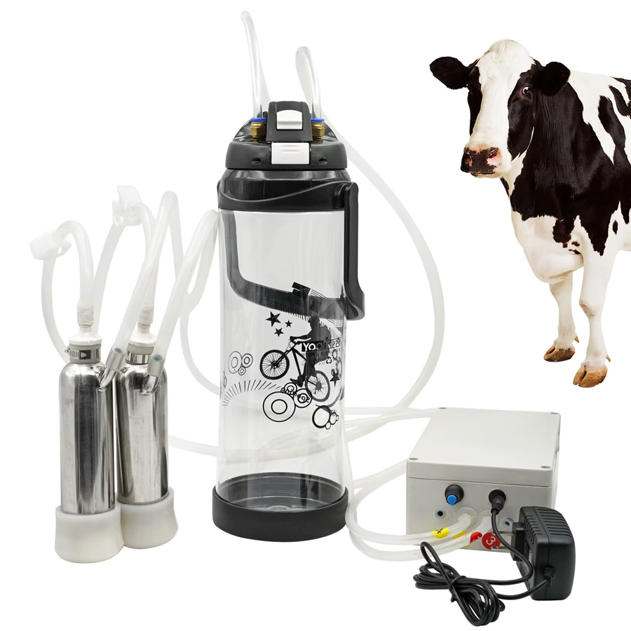 JIECARE Tragbare Doppelkopf-Melkmaschine mit pulsierender Vakuumpumpe für Kühe, Ziegen und Schafe, 3L - Bild 2