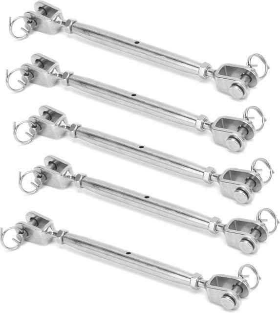 Fishine 5er Set Edelstahlhaken als langlebige Seilspanner und Drahtseilspannhaken in Silber - Bild 1