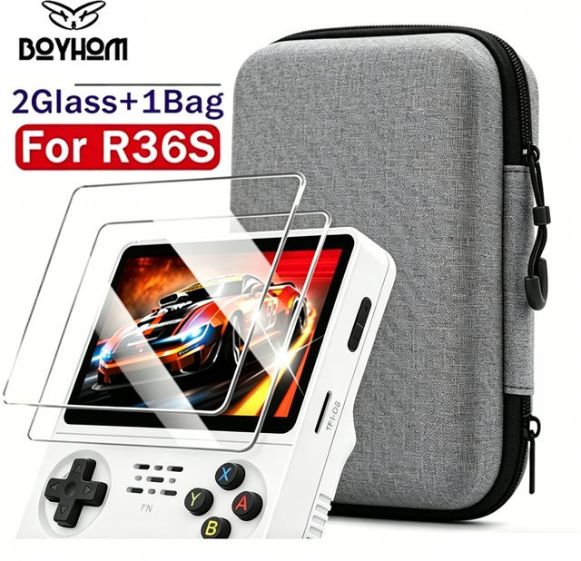 BOYHOM Displayschutz aus gehärtetem Glas für die R36S Retro-Handheld-Spielkonsole, 9H Härtegrad, HD klar, transparent - Bild 1