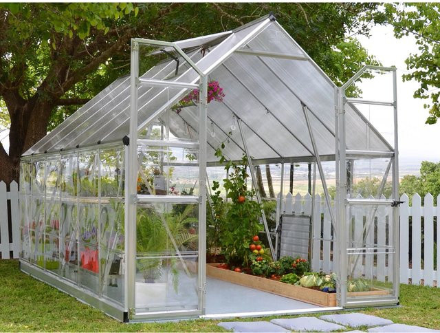 Palram - Canopia Balance Gewächshaus Silber mit Polycarbonat-Seitenwänden B: 370 cm, T: 240 cm, H: 200 cm - Bild 1