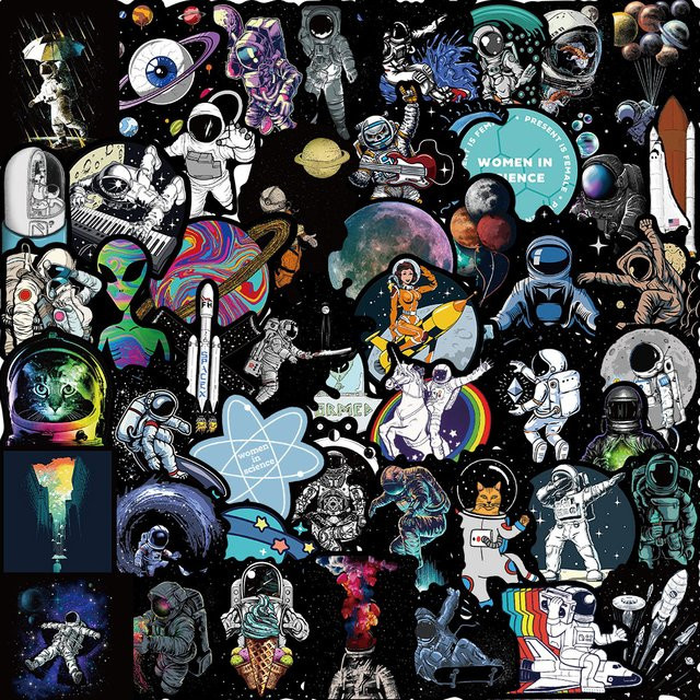 GOGOTU Weltraum-Astronauten-Graffiti-Aufkleber, 50-teiliges Set, PVC, multicolour - Bild 1