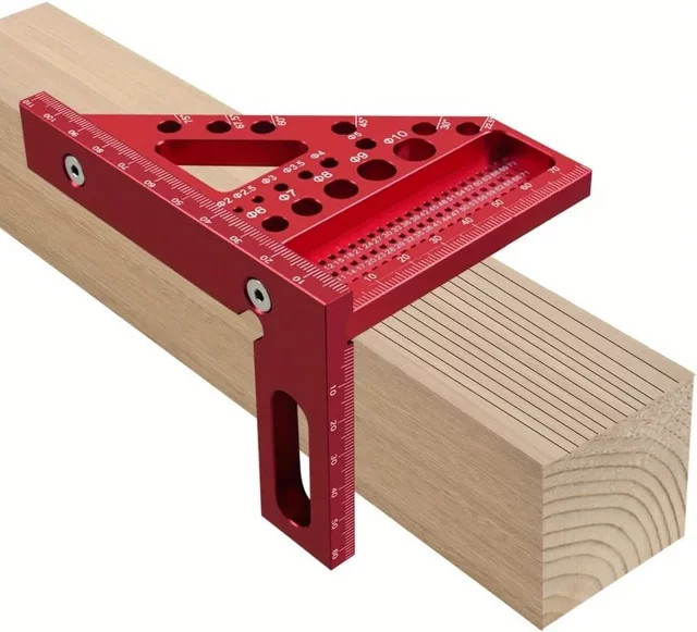 SUITU Messwerkzeug Set mit Vierkant Winkelmesser, Gehrung Set und Quadrat inklusive Positionierstift und Winkelschreiber für Ingenieure und Zimmerleute in Blau und Rot - Bild 1