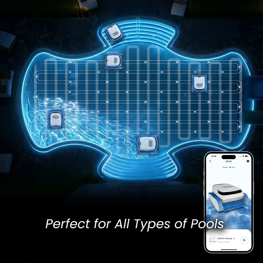 AiRROBO PC20 Kabelloser Poolreinigungsroboter mit App- und Bluetooth-Steuerung, intelligente Navigation, Wandkletterfunktion und 3 Reinigungsmodi, Farbe: Weiß/Beige - Bild 2