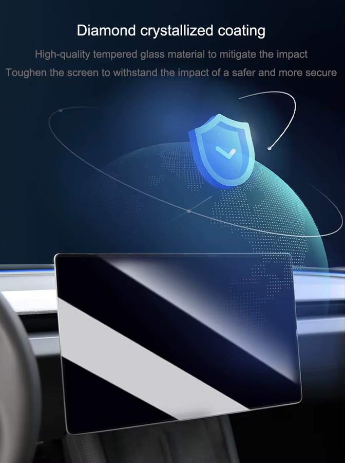 Whiteforce Schutzfolien-Set für Tesla Model Y Juniper und Model 3 Highland inklusive Frontnavigation und Heckscheibe, transparent, Anti-Explosionsschutz aus gehärtetem Glas - Bild 2