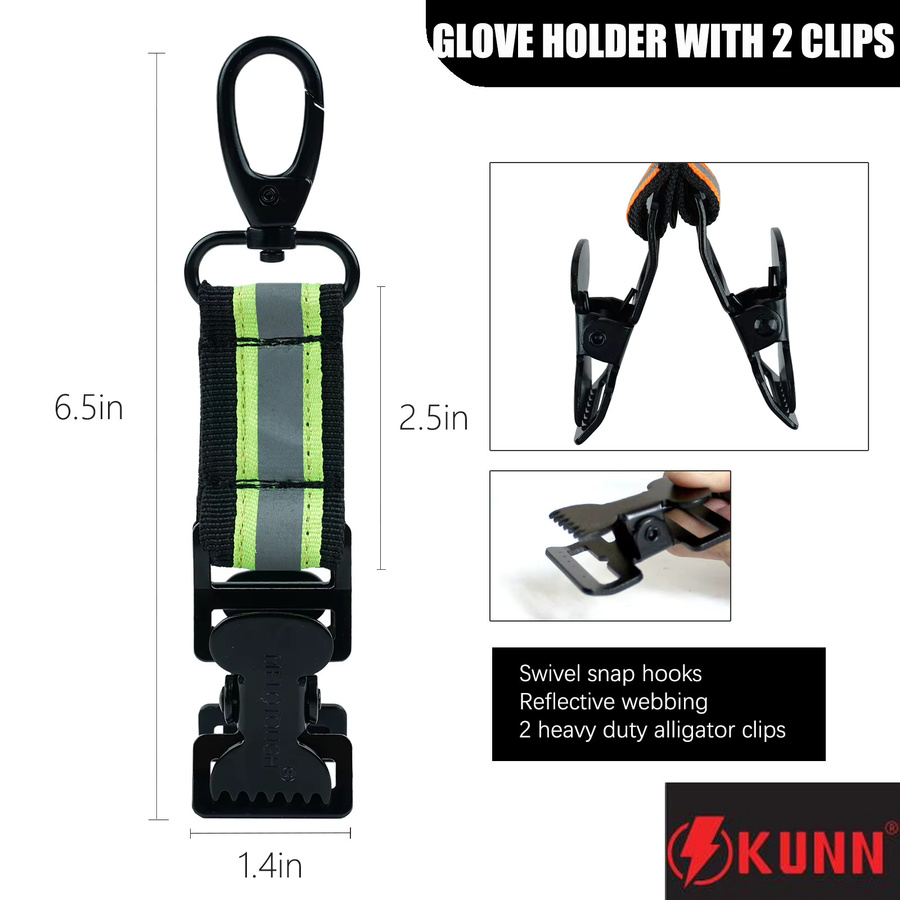 Kunn Sicherheits-Handschuhhalter mit Krokodilklemme in Orange und Schwarz - Bild 3