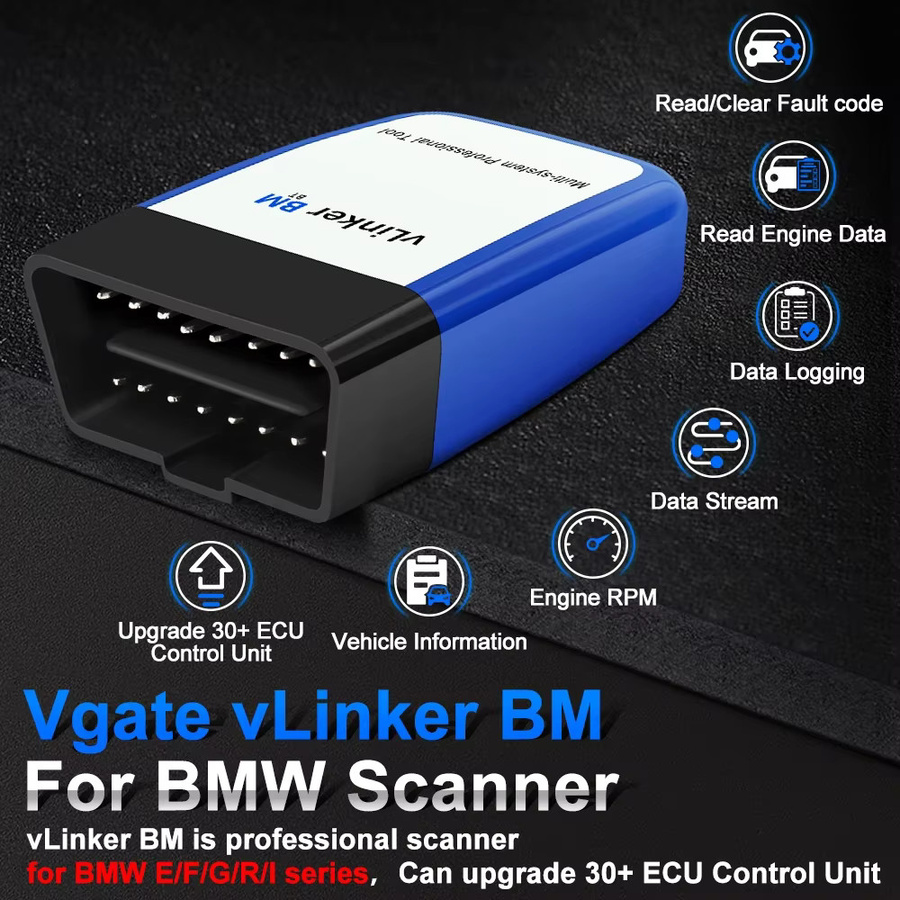 Vgate VLinker BM+ OBD2 Auto-Diagnosegerät mit WiFi und Bluetooth 4.0 für BMW und Bimmercode - Bild 2