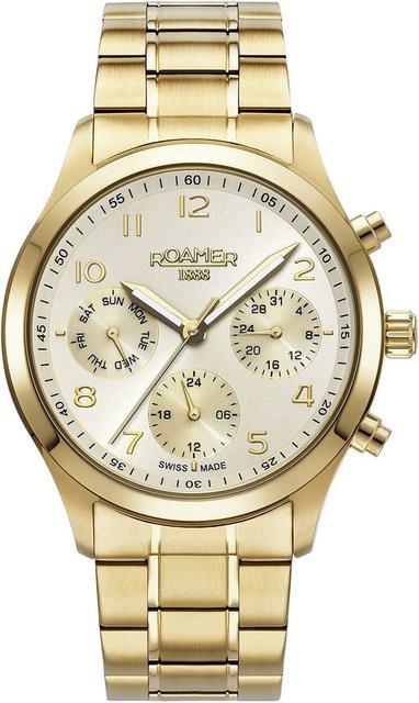 Roamer Herrenuhr, Quarz, Edelstahl, Gold, 42 mm, Saphirglas - Bild 1