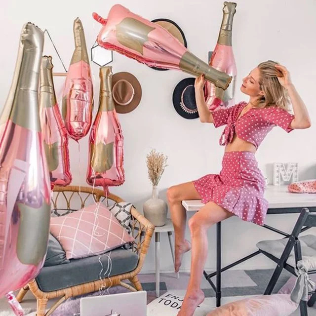 LQVYI 5er Set Aluminium Luftballons in Flaschen- und Weinglasform für Geburtstags- und Hochzeitsdekorationen - Bild 1