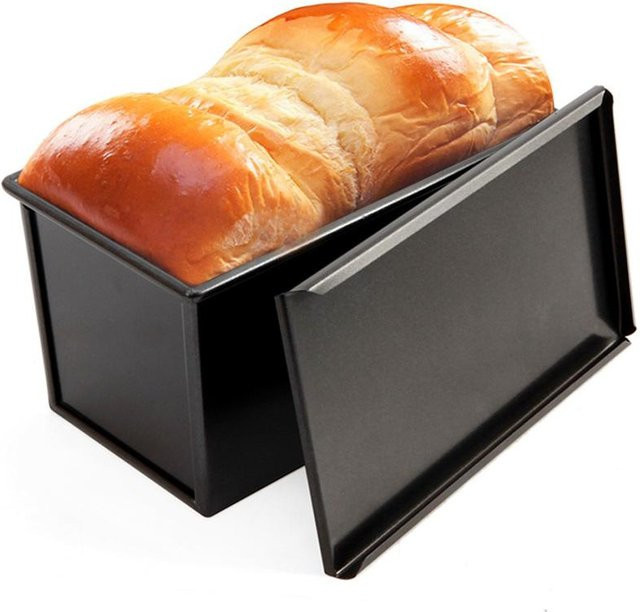 TOMTOP JMS Brotform mit Antihaft-Beschichtung und Deckel, rechteckige Backform aus Stahl, Orange/Schwarz - Bild 1