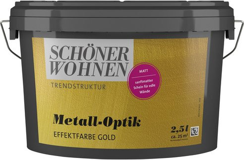 Schöner Wohnen Effektfarbe Trendstruktur in Metall-Optik, goldfarben, 2,5 l - Bild 1