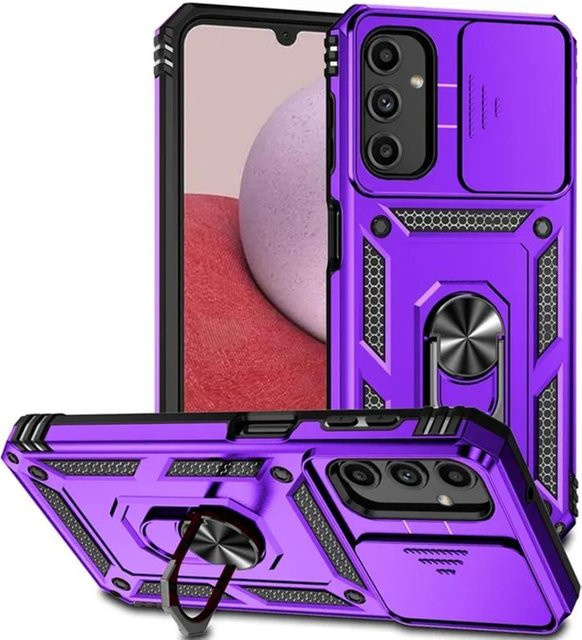 Stoßfeste Rüstungsringhülle mit Schiebeobjektiv und Standfunktion für Samsung Galaxy Modelle in Violett - Bild 1