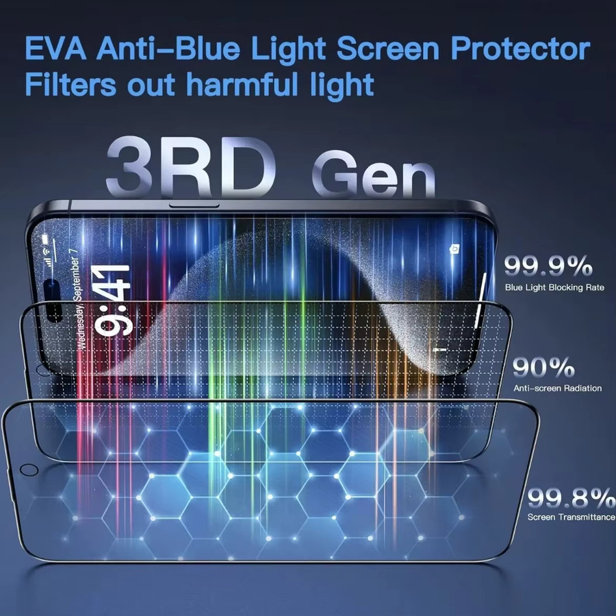 5 Stück gehärtetes Schutzglas für Apple iPhone mit Blaulichtfilter, passend für Modelle iPhone 17, 16, 16e, 15 Pro Max, 14 Plus, 13, 12 Mini, 11, XR, XS, transparent - Bild 2