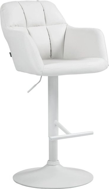 DELUKE Barhocker TUBEL in Weiß, höhenverstellbarer Barstuhl aus Kunstleder mit Lehne und 360 Grad Drehbarkeit, B/T/H: 57 x 59 x 97 cm - Bild 1