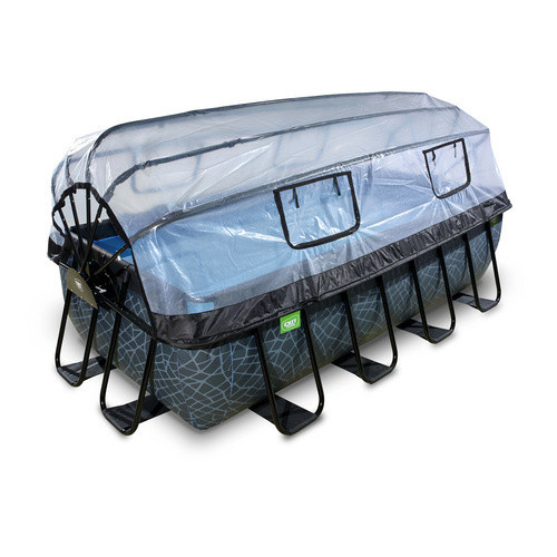 EXIT Toys Stone Pool Rahmenpool Grau mit Sandfilterpumpe und Abdeckung B/T/H: 400 x 200 x 100 cm - Bild 2
