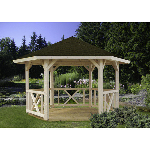 PALMAKO Pavillon Betty 1 in braun mit Spitzdach und sechseckiger Form, B/H/T: 423 x 313 x 423 cm - Bild 3