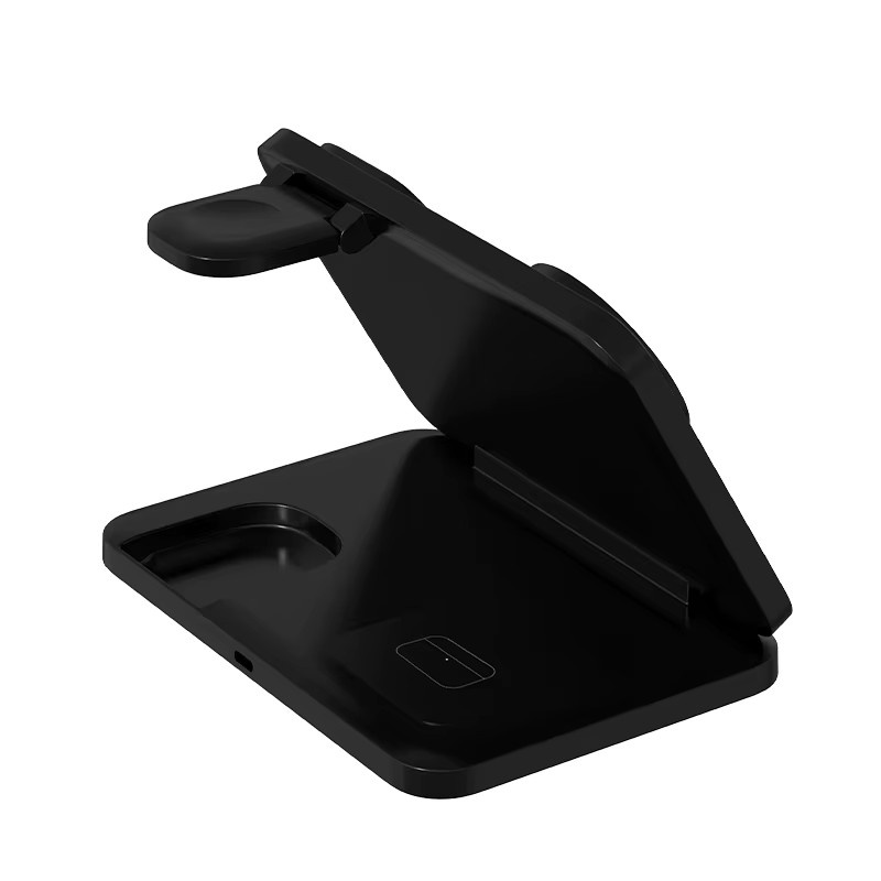 VIKEFON 4-in-1 Dual-Handy Kabelloses Ladegerät Magnetischer Schnellladeständer für iPhone, Samsung, Xiaomi und Apple Watch in Schwarz - Bild 5
