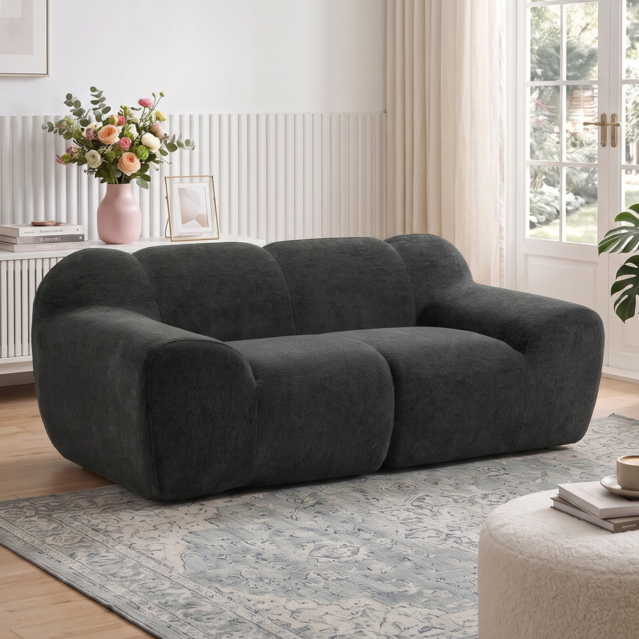 HOMCOM 2-Sitzer-Sofa aus Chenille in Dunkelgrau mit dicker Polsterung und Federn, B/T/H: 174 x 91 x 61 cm - Bild 2