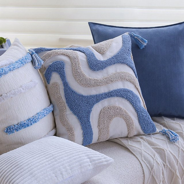 CANIRICA Getufteter Kissenbezug mit Quasten im Boho-Stil, Blau, B/H: 45 x 45 cm - Bild 1