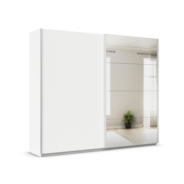 RAUCH Quadra Schwebetürenschrank mit Spiegelelementen in Weiß und Eiche, B/H: 271 x 230 cm - Bild 1