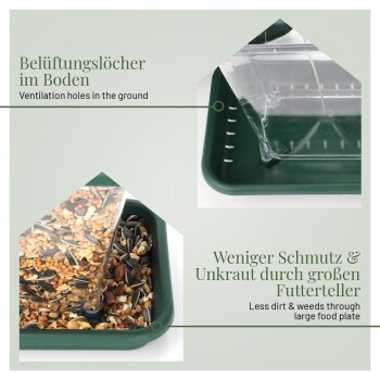 WILDLIFE HOME Vogelfutterspender in Pagodenform aus Kunststoff in Grün und Transparent - Bild 2