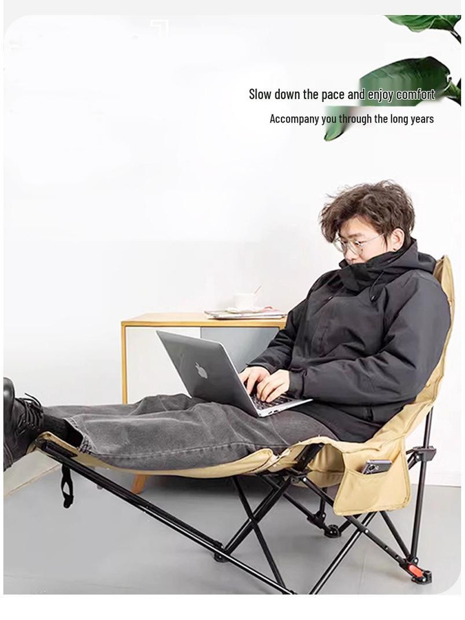 Take One Tragbarer Outdoor- und Bürostuhl mit Liegefunktion in Khaki aus Oxford-Gewebe mit 4-stufigem Beinstützelement und Polsterung - Bild 3