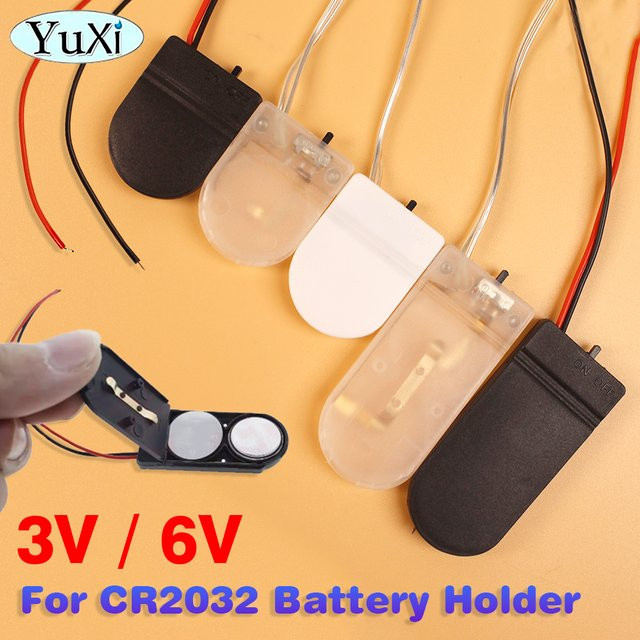 YuXi 5er Set CR2032 Batteriefach mit Ein/Aus-Schalter und Anschlusskabeln in Schwarz und Multicolor - Bild 1