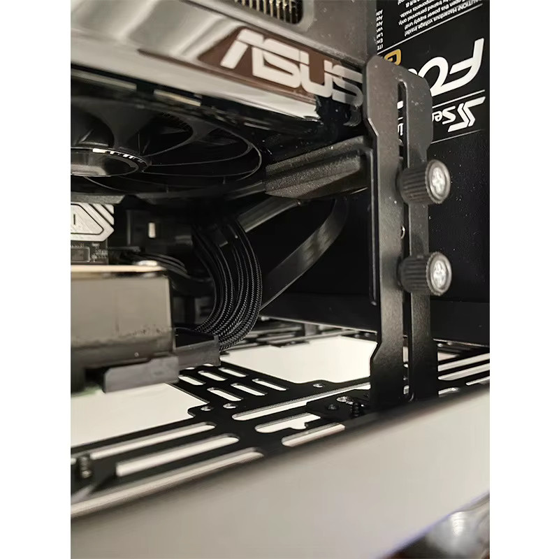 Mythtiger Grafikkartenhalter für Gehäuse in Schwarz mit verschiebbarer GPU-Klammer für 6–96 mm und 12 cm Lüfterposition, geeignet für RTX 4090 und 4080 - Bild 4