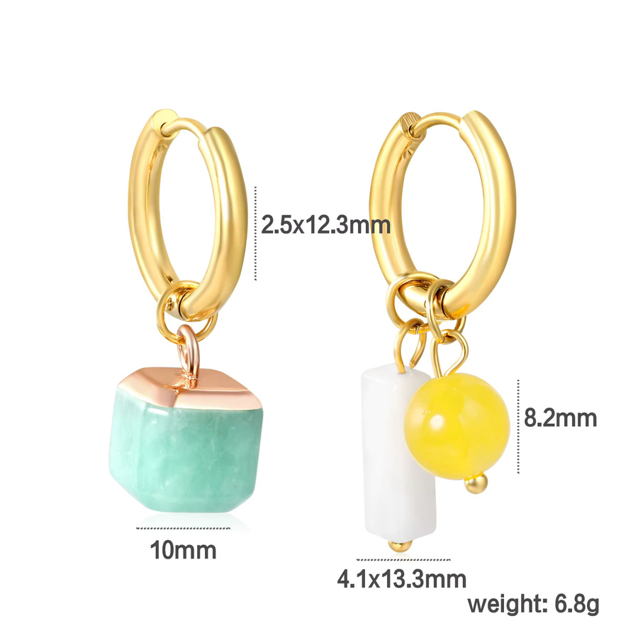 LUXUSTEEL Ohrringe Edelstahl, Gold, Grüner Stein, Vintage, Damen - Bild 1
