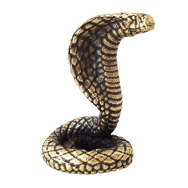 Antike Cobra Boa Schlange Statue in Bronze und Gold als dekorative Metallfigur für deinen Schreibtisch oder als Weihrauchbrenner - Bild 6